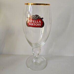 Stella Artois Gold Rimmed Beer Glass 330ml Clear With Embossed Stem